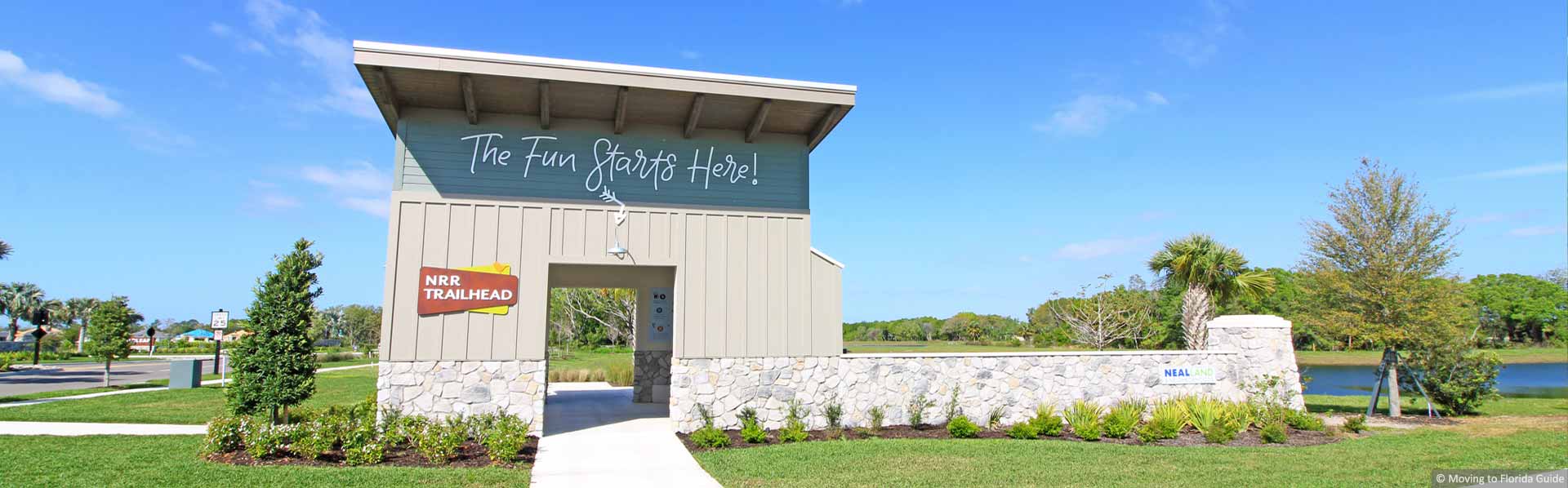 Covered entrance to outdoor fitness trails