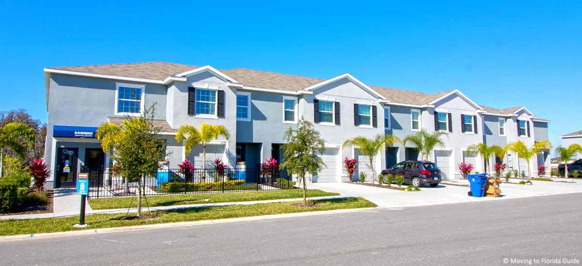 Two-story Florida townhomes on a sunny day