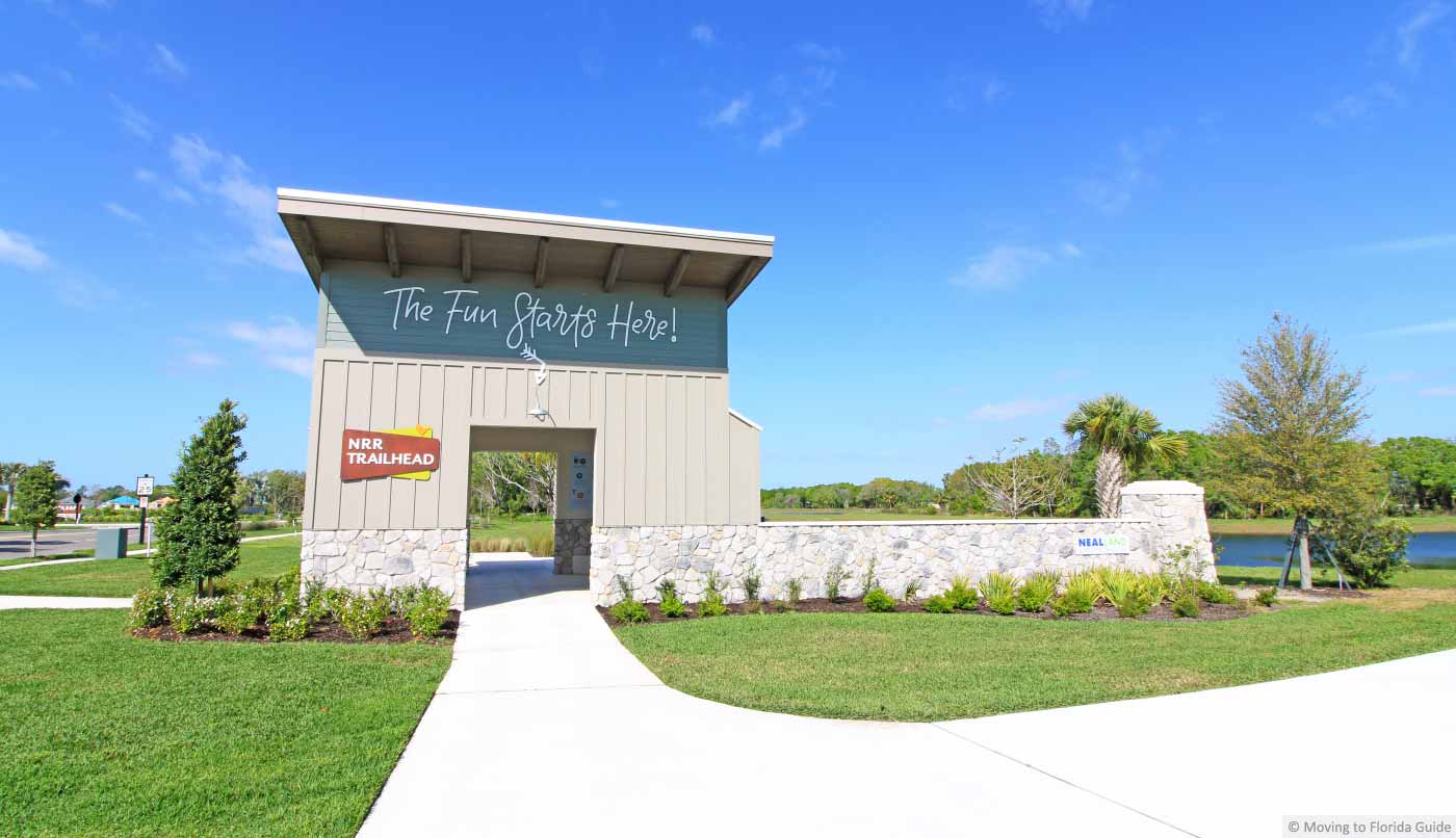 large entrance moument for a community trail