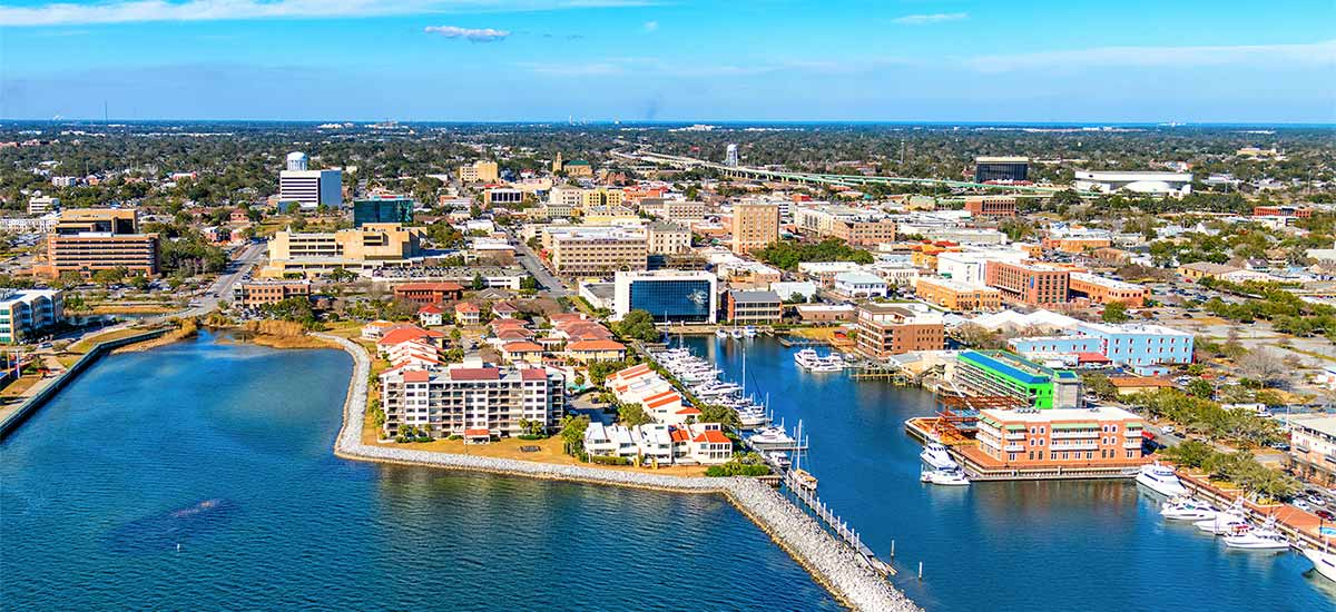 Pensacola skyline view from above
